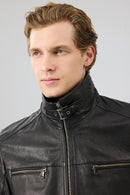 Mateo Men's Black Leather Jacket | Derimod