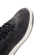 Men's Anthracite Suede Leather Sneaker | Derimod