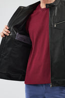 Bruce Men's Black Regular Leather Jacket | Derimod