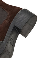 Women's Brown Thick-Soled Suede Leather Chelsea Boot | Derimod