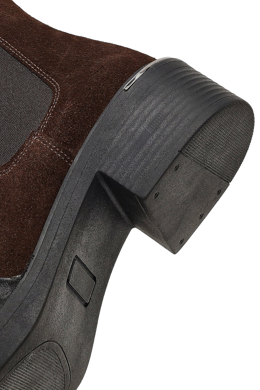 Women's Brown Thick-Soled Suede Leather Chelsea Boot