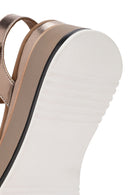 Women's Bronze Ankle Strap Chunky Sole Metallic Leather Sandals | Derimod