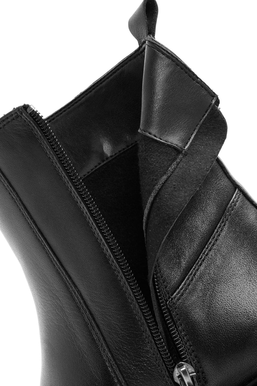 Women's Black Zippered Leather Boots
