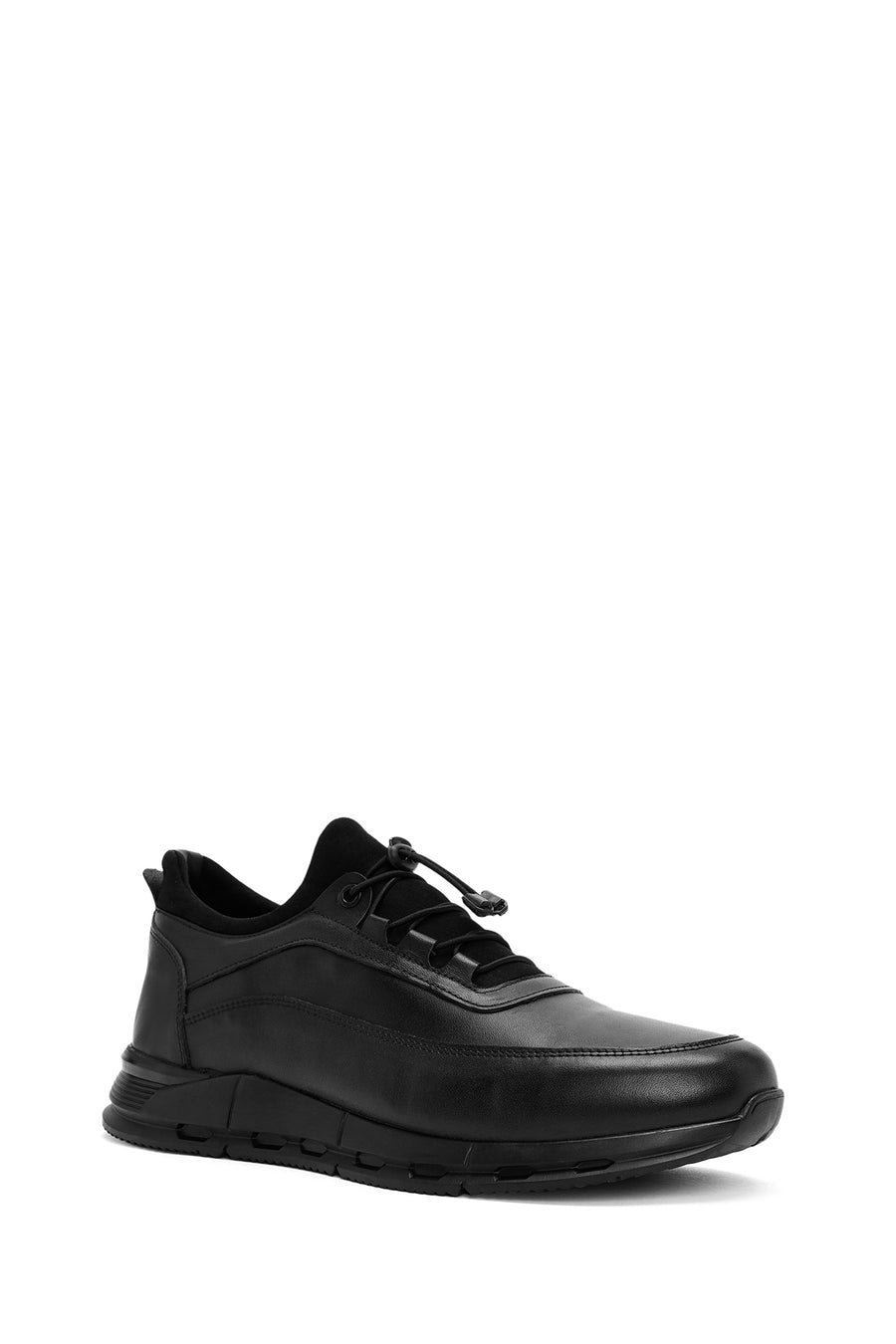 Men's Black Lace-up Leather Sneaker