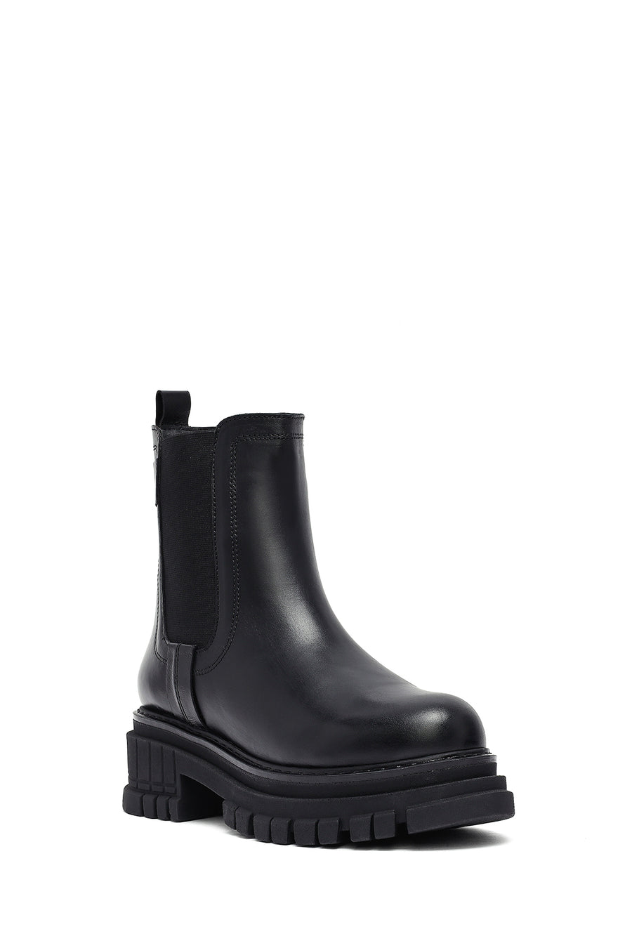 Woman Black Thick Sole Leather Chelsea Boots