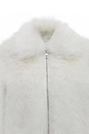 Dallas Women's White Shirt Collar Teddy Coat | Derimod