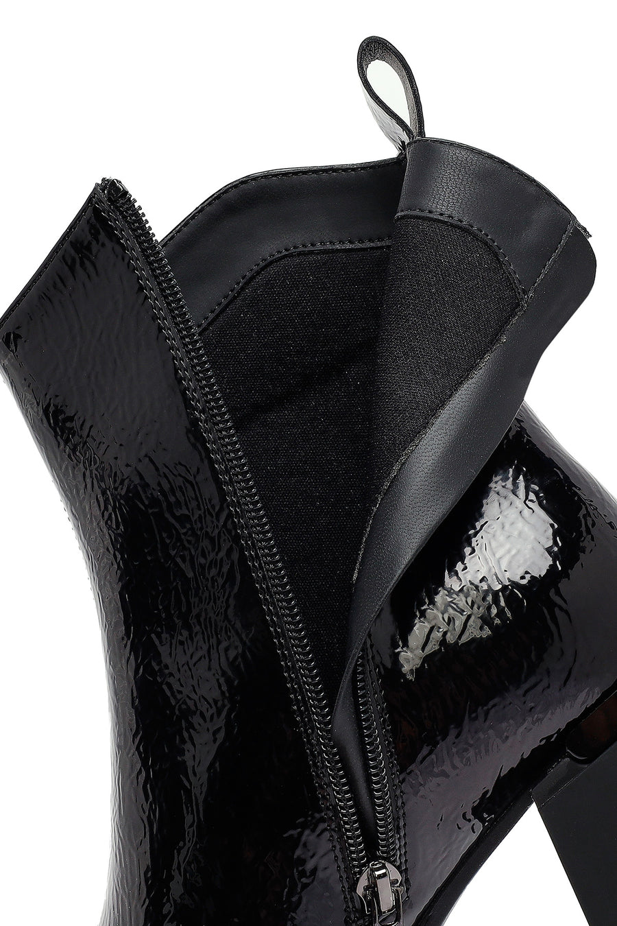 Woman Black Zip Closure Chunky-Heeled Boots