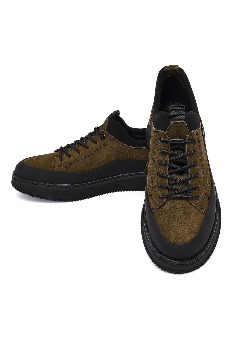 Male Khaki Lace-up Nubuck Leather Sneaker