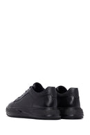 Men's Black Lace-Up Thick Sole Leather Sneakers | Derimod