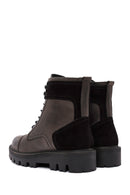 Erkek Antrasit Bağcıklı Fermuar Detaylı Deri Casual Bot | Derimod