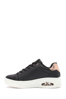 Skechers Women's Black Uno Court Lace-Up Chunky Sole Leather Sneakers | Derimod