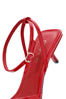 Women's Red Ankle Strap Heeled Patent Leather Sandals | Derimod