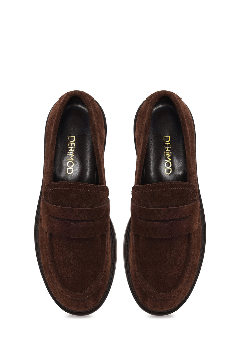 Kadın Kahverengi Süet Deri Maskülen Loafer