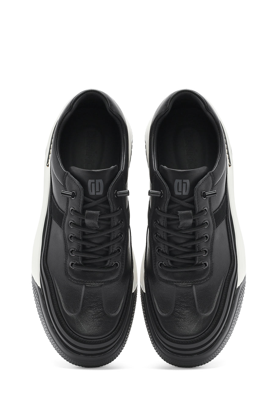 Erkek Siyah Bağcıklı Deri Sneaker
