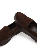 Woman Brown Suede Comfort Loafer | Derimod