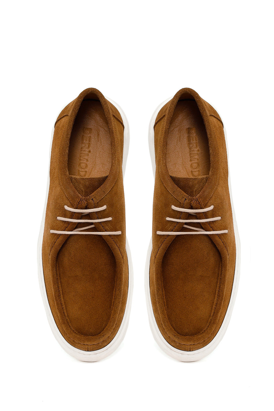 Male Tan Lace-Up Thick-Soled Suede Casual Shoes