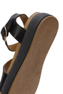 Women's Black Ankle Strap Thick-Sole Leather Sandals | Derimod