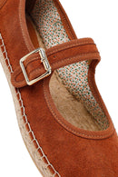 Women's Orange Strappy Suede Espadrilles | Derimod