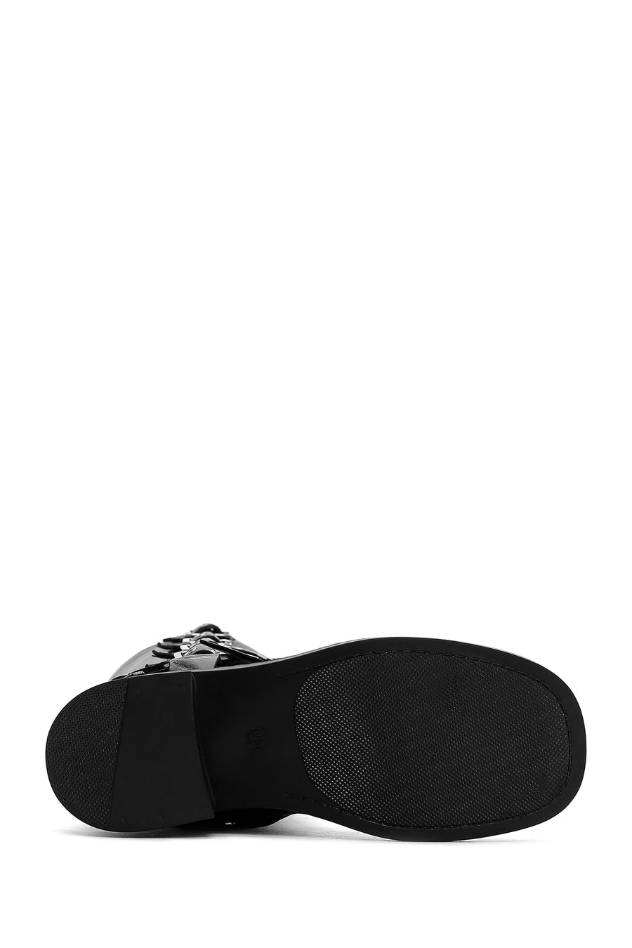 Women's Black Buckle Biker Leather Boots
