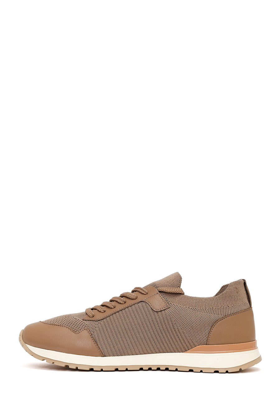 Erkek Vizon Bağcıklı Kumaş Sneaker