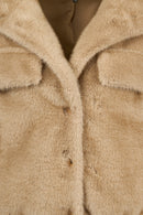 Cortina Women's Beige Short Teddy Coat | Derimod
