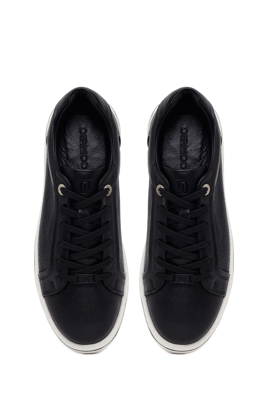 Erkek Siyah Bağcıklı Deri Sneaker
