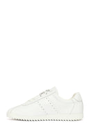 Women's White Lace-Up Leather Sneaker | Derimod