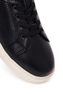 Erkek Siyah Bağcıklı Deri Sneaker | Derimod