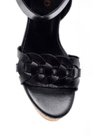 Women's Leather Wedge Heeled Sandals | Derimod