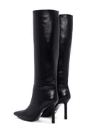 Women's Black Thin Heeled Leather Boots | Derimod
