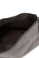 Woman Gray Long-Strap Suede Crossbody Bag | Derimod