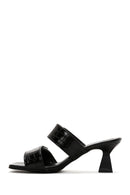Women's Black Thick Heel Crocodile Slippers | Derimod