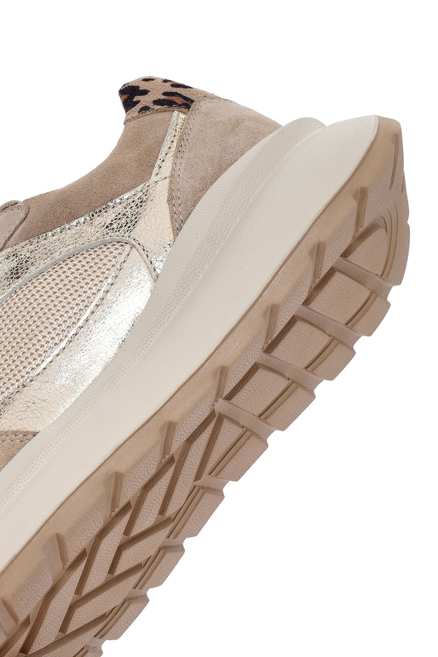 Kadın Bej Bağcıklı Kalın Tabanlı Deri Sneaker