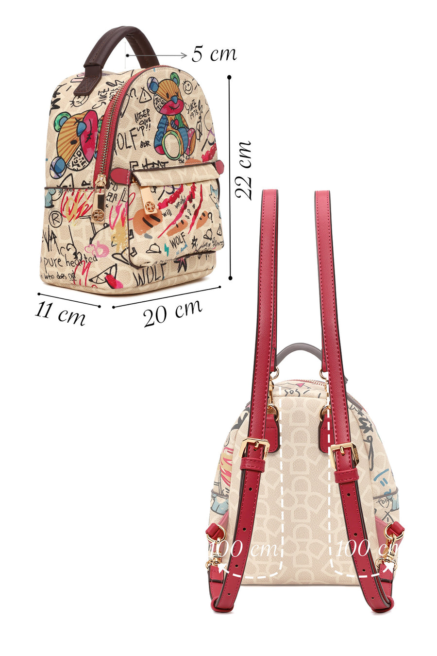Woman Multicolored Printed Backpack