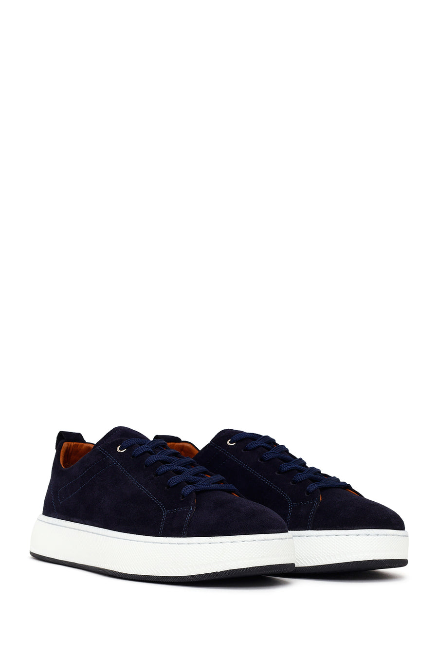 Erkek Lacivert Bağcıklı Süet Deri Sneaker