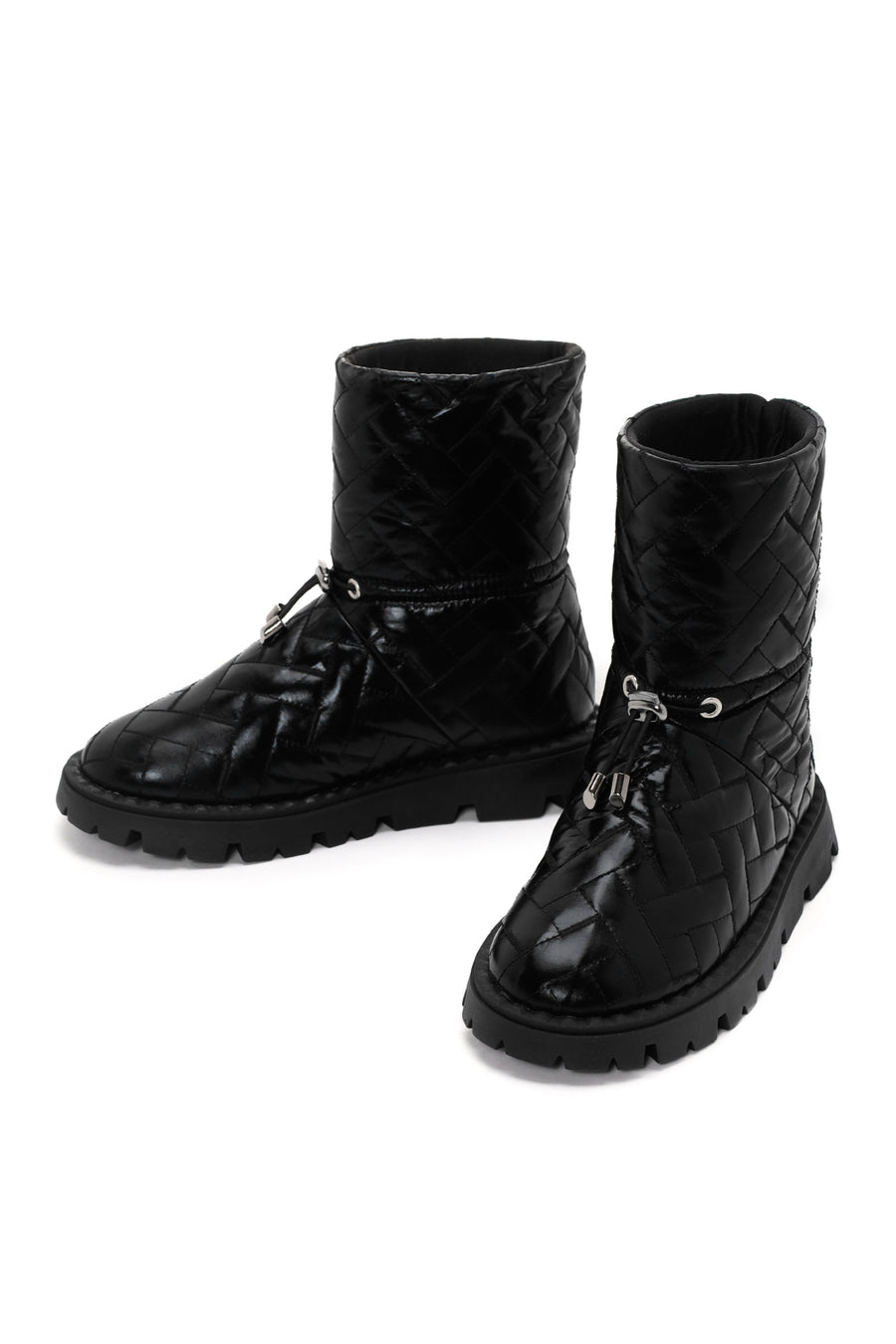 Women's Black Knitted Patterned Metallic Casual Boots