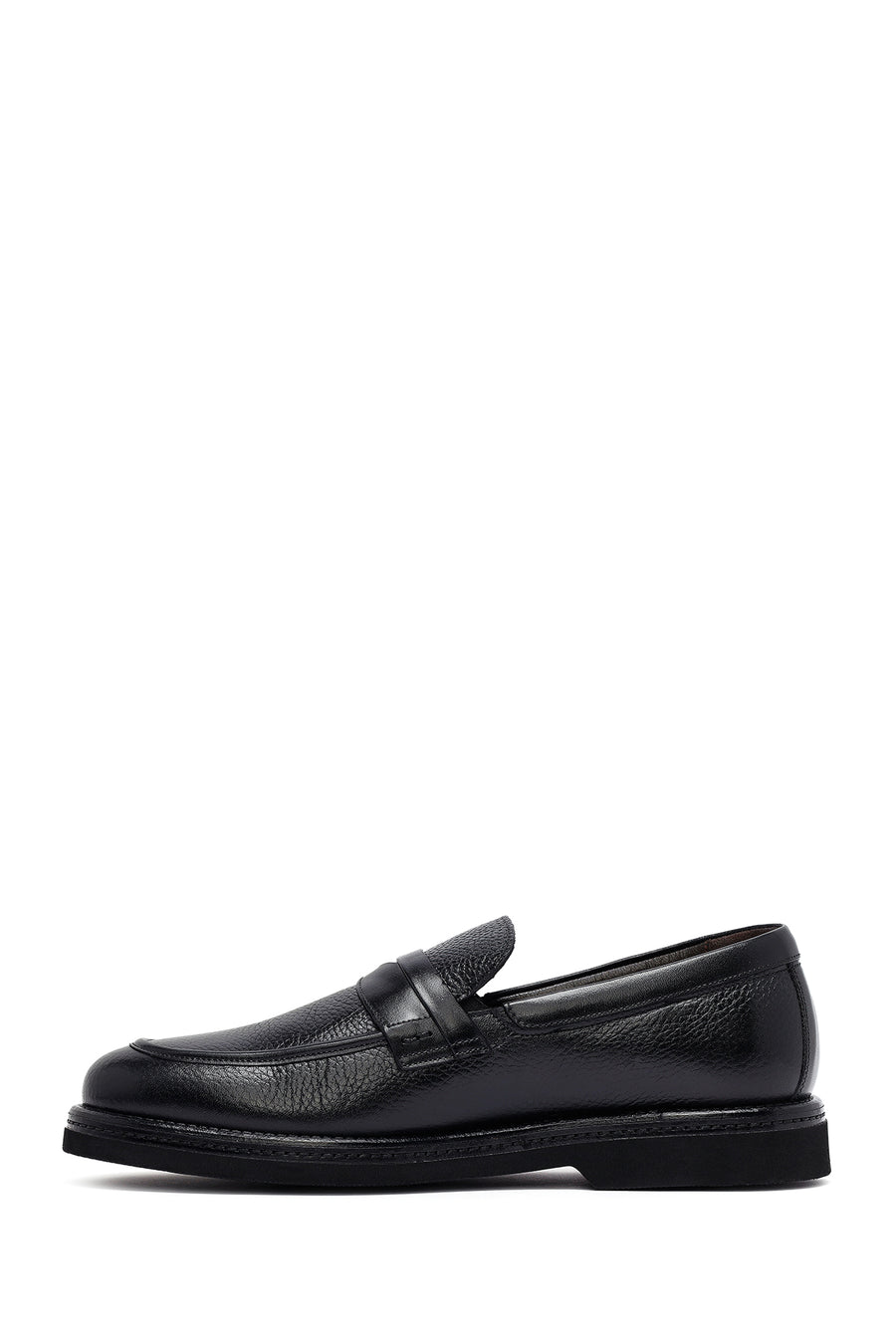 Male Black Leather Casual Loafers