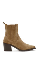 Woman Brown Chunky Heeled Suede Cowboy Boots | Derimod