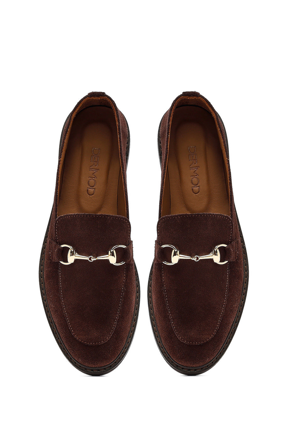 Woman Brown Buckled Suede Loafer