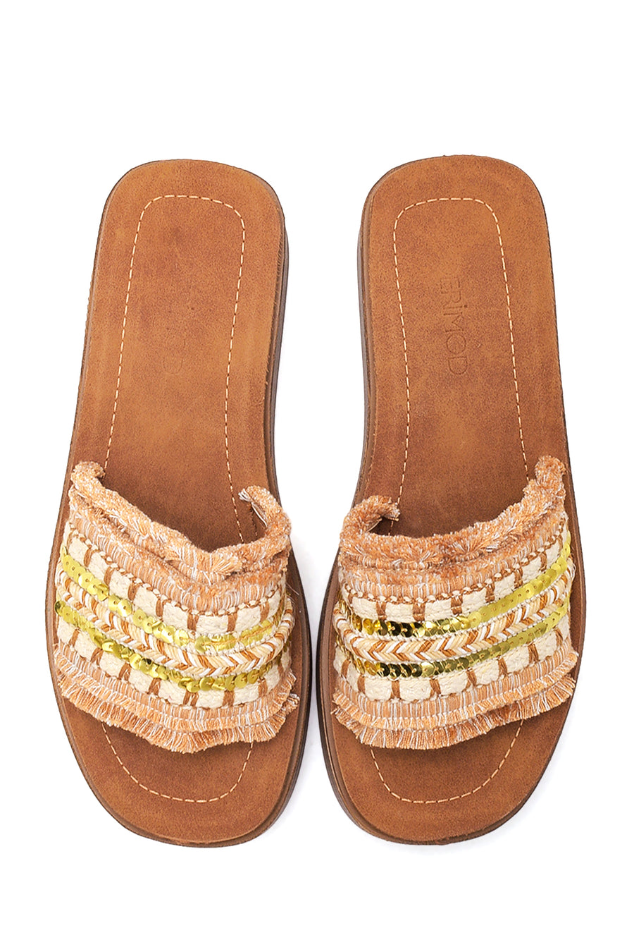 Women's Tan Thick Soled Slippers