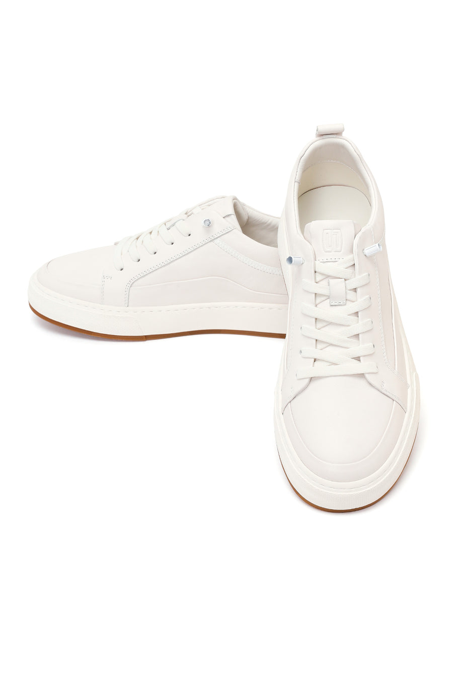 Erkek Beyaz Bağcıklı Deri Sneaker