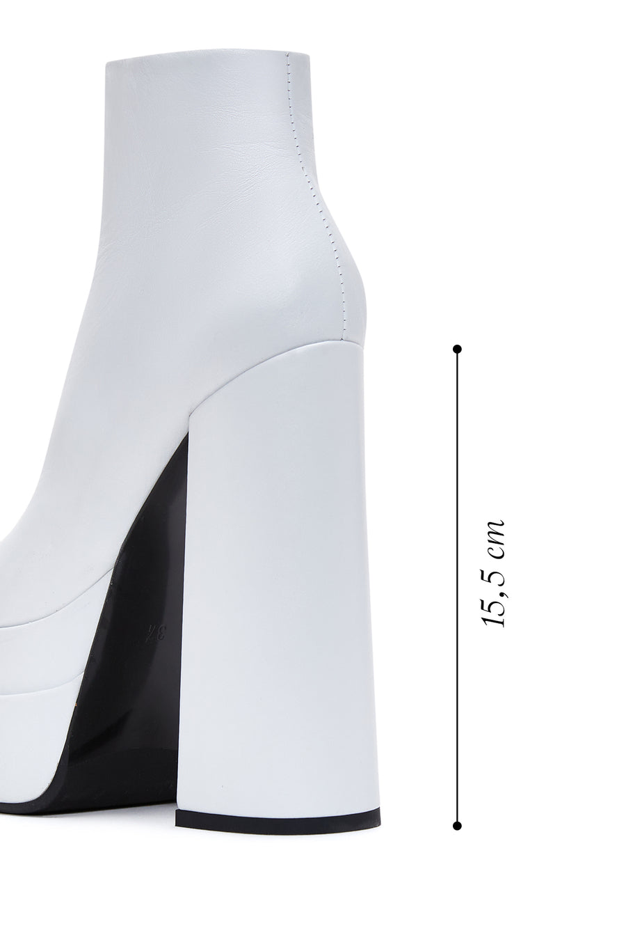 Women's White Leather Platform High Heel Boots