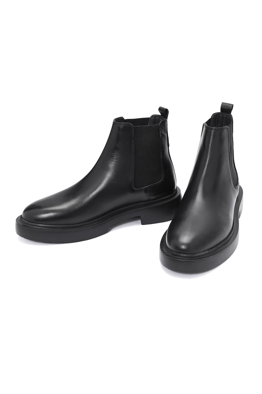 Men's Black Leather Casual Chelsea Boots