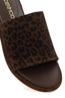 Women's Leopard Suede Leather Slippers | Derimod