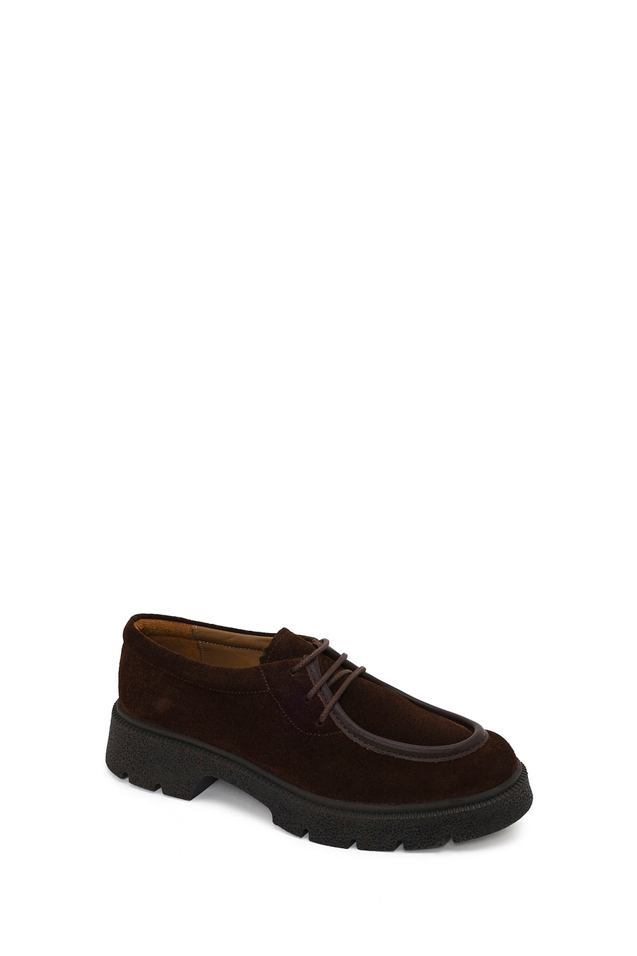 Woman Brown Lace-Up Thick-Soled Suede Casual Shoes
