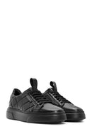Men's Black Lace-Up Crocodile Patterned Leather Sneakers | Derimod