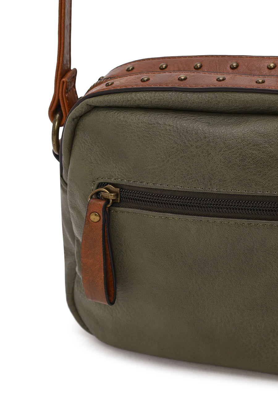 Woman Khaki Crossbody Bag with Long Strap