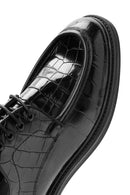Men's Black Lace-Up Crocodile Patterned Leather Casual Shoes | Derimod