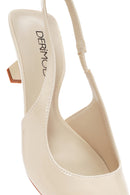 Women's Cream Open Back Thin Heeled Shoes | Derimod