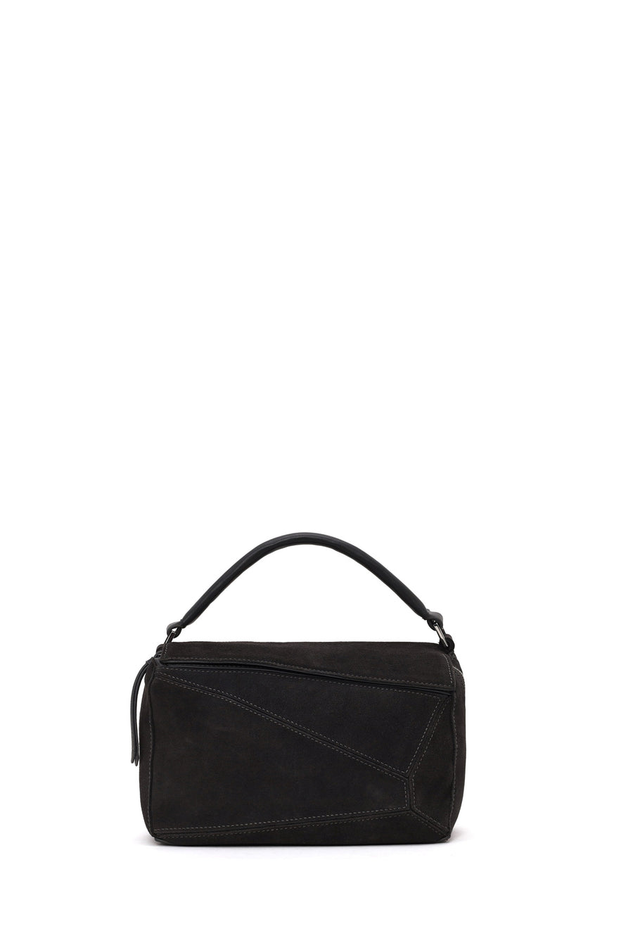 Woman Gray Long-Strap Suede Crossbody Bag